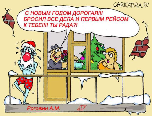 Карикатуры на новогоднюю тему (115 картинок)