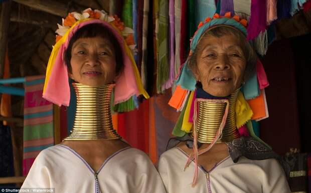 Женщины народности Каян Лахви (Мьянма) начинают надевать на свои шеи бронзовые кольца начиная с пятилетнего возраста. Представьте только вес этого металлического воротника и как он деформирует шею! модификации, модификация тела, народы мира, традиции мира