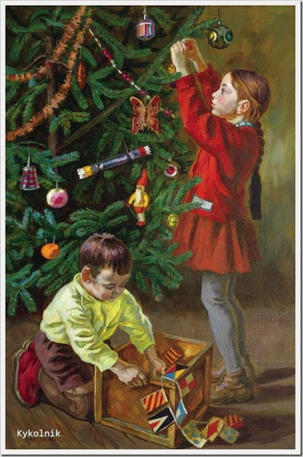 Хохловкина Эльза Давидовна (Россия, 1934) «Дети у елки» 1970 Хохловкина Эльза Давидовна (Россия, 1934) «Дети у елки» 1970