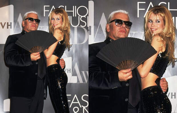 Карл Лагерфельд и Клаудия Шиффер на премии VH1 Fashion Awards, 1995