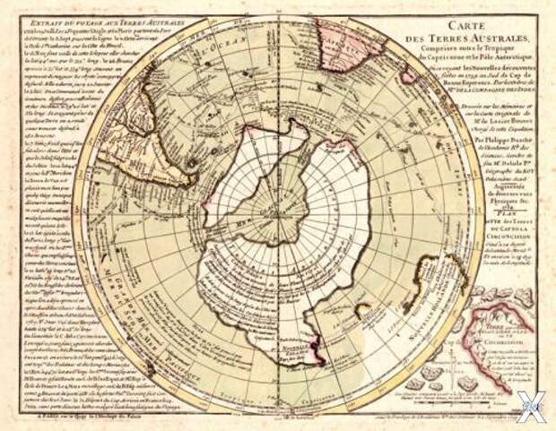 Карта Антарктиды, составленная Филиппом Буаше. 1739 г.