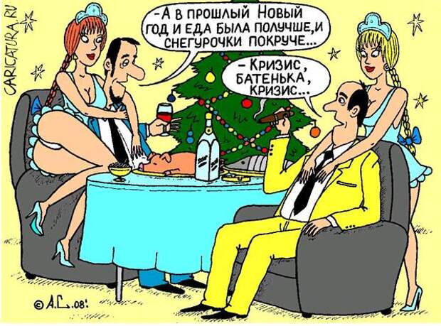 Карикатуры на новогоднюю тему (115 картинок)