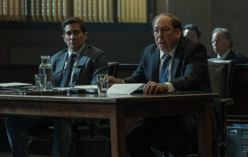 Jake Gyllenhaal and Bill Camp in "Presumed Innocent," now streaming on Apple TV+.