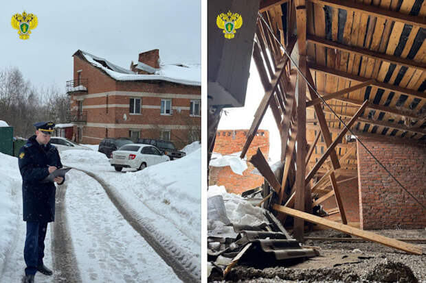 Ещё одна крыша дома частично рухнула в Заокском районе