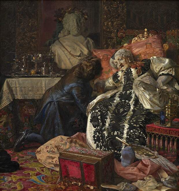 Копенгаген (СМК) Датская национальная галерея - Kristian Zahrtmann (1843-1917) - The Death of Queen Sophie Amalie. (1882