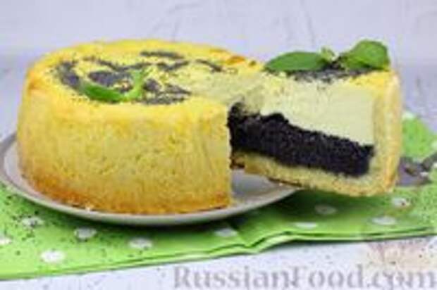 Фото к рецепту: Творожный тарт с маком (из рубленого теста)