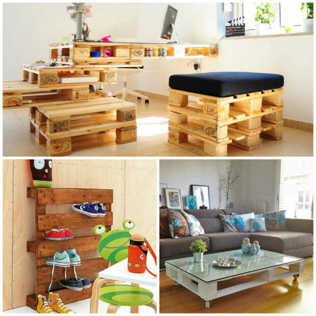 Из деревянных поддонов (паллет) можно сделать множество оригинальных предметов мебели.