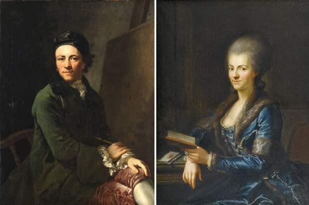 Автопортрет. (1765 год.) / Элизабет Зульцер, жена художника. (1765-66 г.г.) Автор: Anton Graff. Автопортрет. (1765 год.) / Элизабет Зульцер, жена художника. (1765-66 г.г.) Автор: Anton Graff.