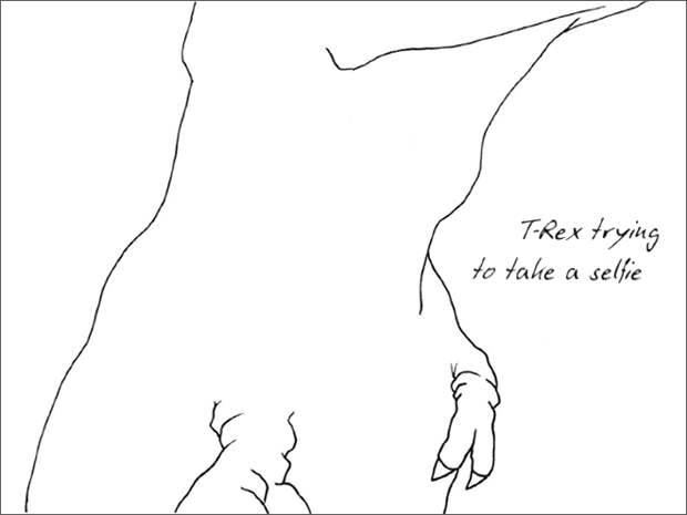 4. «Ти-Рекс пытается сделать селфи…» динозавр, иллюстрация, рекс, рисунок, художник, юмор