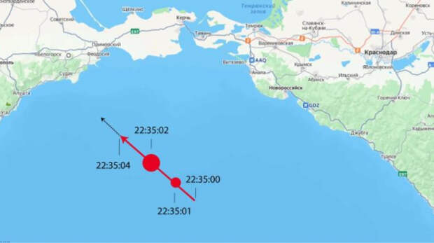 Наблюдавшийся ночью метеорит пролетел примерно в 100 километрах южнее Крымского моста