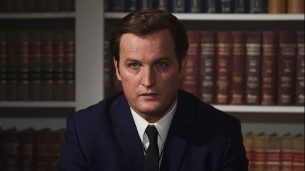 Jason Clarke gives a speech as Kennedy in a scene from