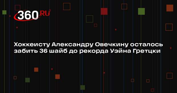 Хоккеисту Александру Овечкину осталось забить 36 шайб до рекорда Уэйна Гретцки