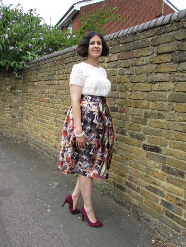 Laced top and full midi skirt 