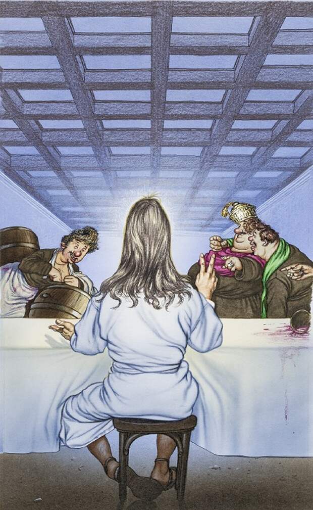 Из серии «Жизнь Христа». Сатира от Gerhard Haderer. Из серии «Жизнь Христа». Сатира от Gerhard Haderer.