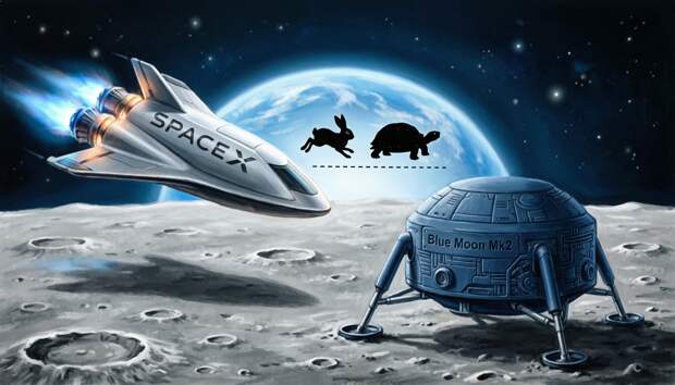 Кто победит в «лунной гонке»: «заяц» Маск или «черепаха» Безос?