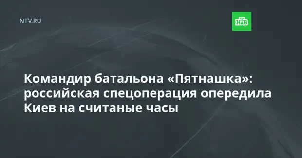 Командир батальона «Пятнашка»: российская спецоперация опередила Киев на считаные часы