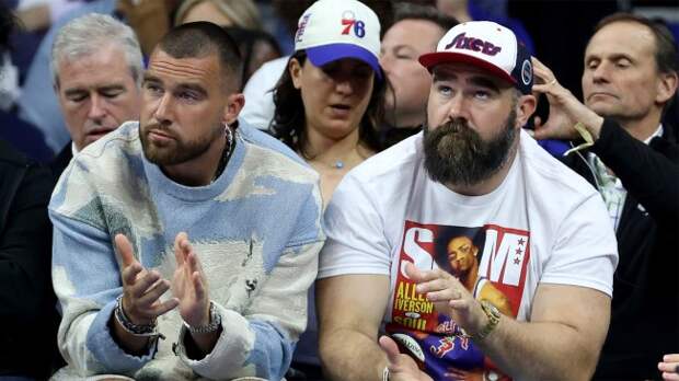 travis jason kelce courtside 76ers game