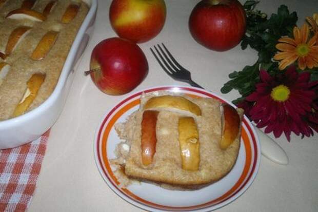 Манник с творогом и яблоками #накормишкольника