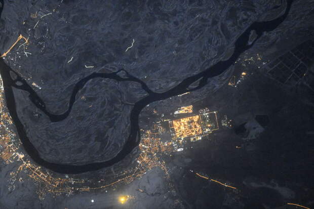 Ночные города России с борта МКС