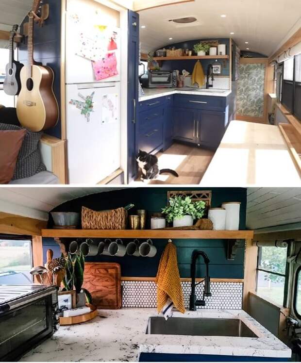 Как автобус, который стал домом для семьи из 6 человек, четырех кошек и собаки