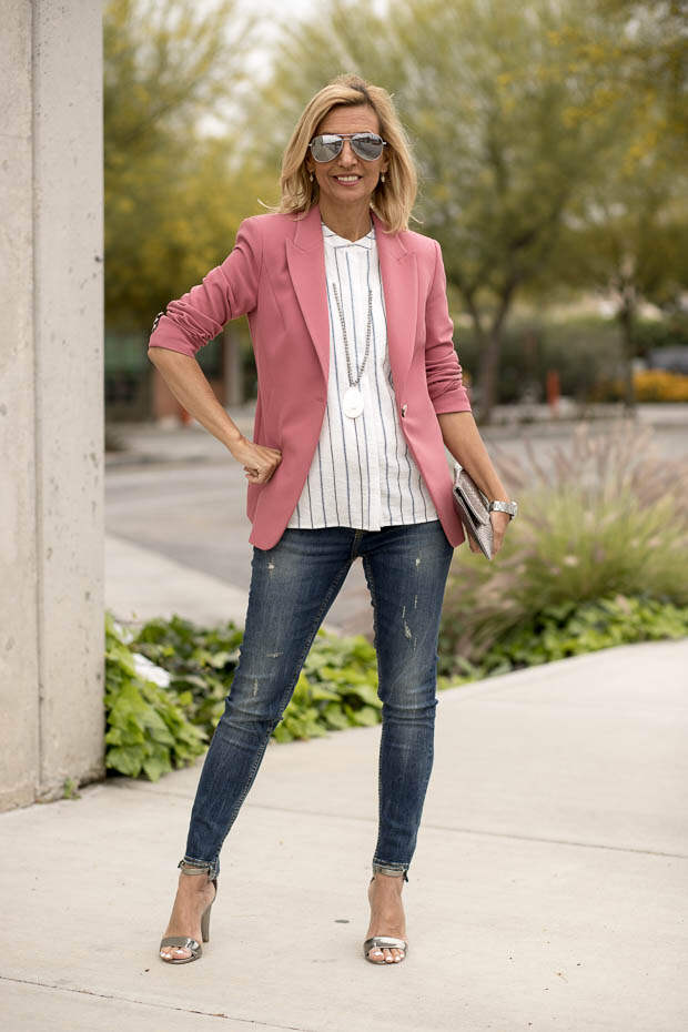 stunning womens classic blazer in a rose color