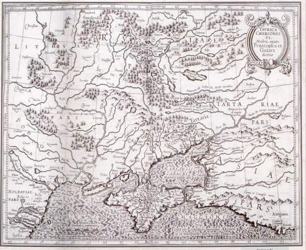 Карта Меркатора &amp;quot;Tavrica Chersonesus, Przecopca et Gazara dicitur&amp;quot; 1595 г.