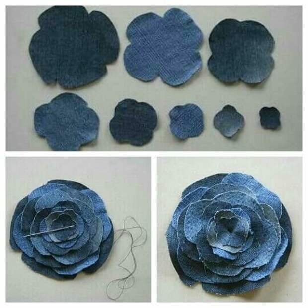 Цветы из джинсовой ткани своими руками для начинающих пошагово