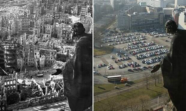 Дрезден, Германия, во время Второй мировой войны и сейчас Дрезден, Германия, во время Второй мировой войны и сейчас