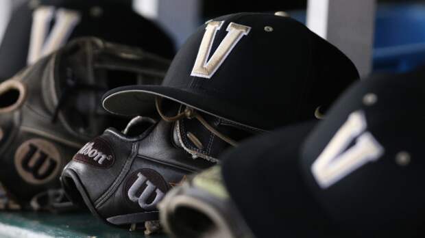 Hats and gloves of Vanderbilt baseball players.