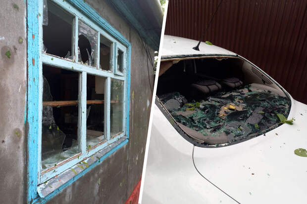Жительница Черкесска рассказала, что град размером с яйцо изрешетил крыши и выбил окна в домах