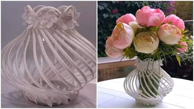 Эксклюзив из стеклянной банки и бутылки от йогурта! Ваза для самого лучшего букета