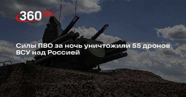Силы ПВО за ночь уничтожили 55 дронов ВСУ над Россией