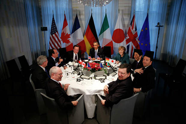 Заседание лидеров G7 в ходе саммита по ядерной безопасности в Гааге, Нидерланды. 2014 год