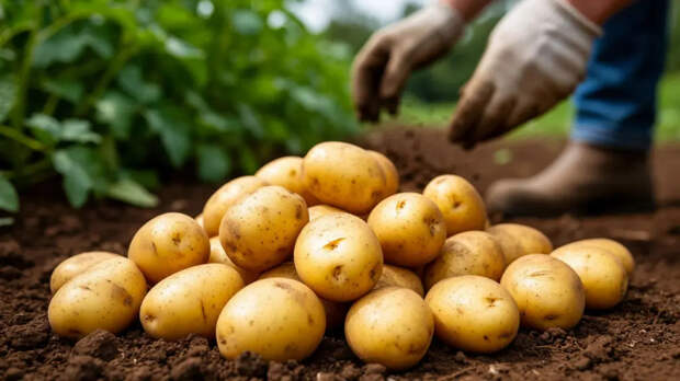 По 600-700 кг картошки с сотки — каждая размером с арбуз: рыбешку в лунку и завалило урожаем