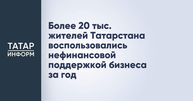 Более 20 тыс. жителей Татарстана воспользовались нефинансовой поддержкой бизнеса за год