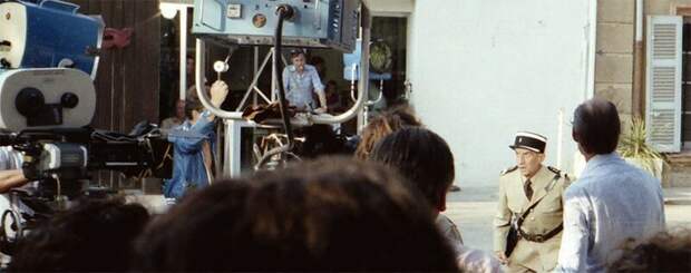 Луи де Фюнес на съёмках комедии "Жандарм и инопланетяне", 1978 год актеры, кино, роли, съемки