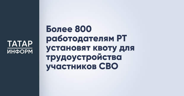 Более 800 работодателям РТ установят квоту для трудоустройства участников СВО