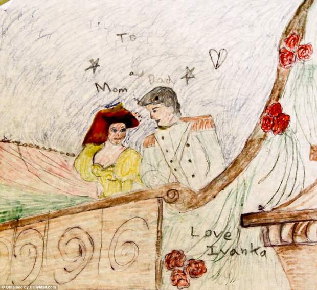 рисунок Иванка для ее родителей: Дональда, как принца - и ее матери Иваны, как его принцесса
