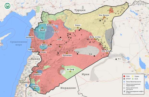 Карта военных действий в Сирии