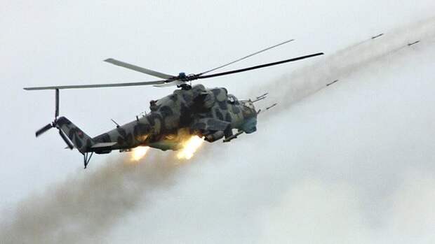 Боевой вертолет "Ми-24" в дейтсвии