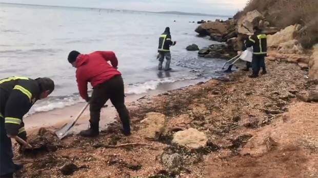 На побережье Керчи собрали более 700 килограммов мазута