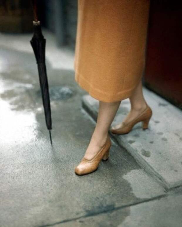 Туфли из гладкой кожи с закругленным носком и устойчивым каблуком.