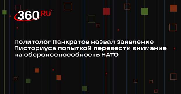 Политолог Панкратов назвал заявление Писториуса попыткой перевести внимание на обороноспособность НАТО