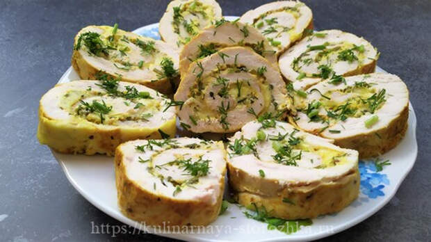 рулет из куриных грудок с сыром и укропом рецепт фото
