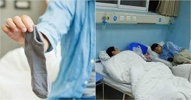 Китаец серьезно заболел и попал в больницу, понюхав свои носки больница, госпиталь, грязные носки, китай, пневмония