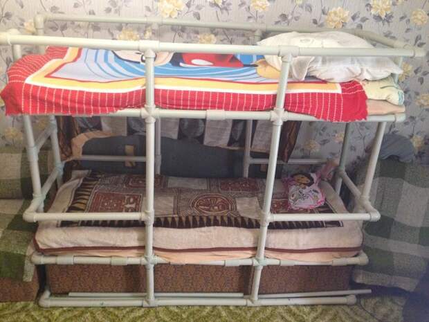 Дети хотели двухъярусную кровать, что может быть проще! идеи, самоделки, трубы