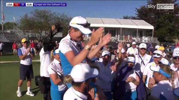 Pedersen sunk the putt which clinched outright victory and sparked European celebrations
