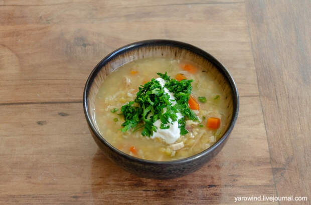 Французский суп с чечевицей и рисом