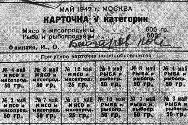 Продовольственная карточка в годы Великой Отечественной войны.