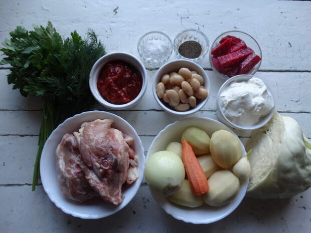 Мой коронный рецепт борща с фасолью (Главный секрет: за день замариновать свеклу в чесноке). Вкус просто царственный